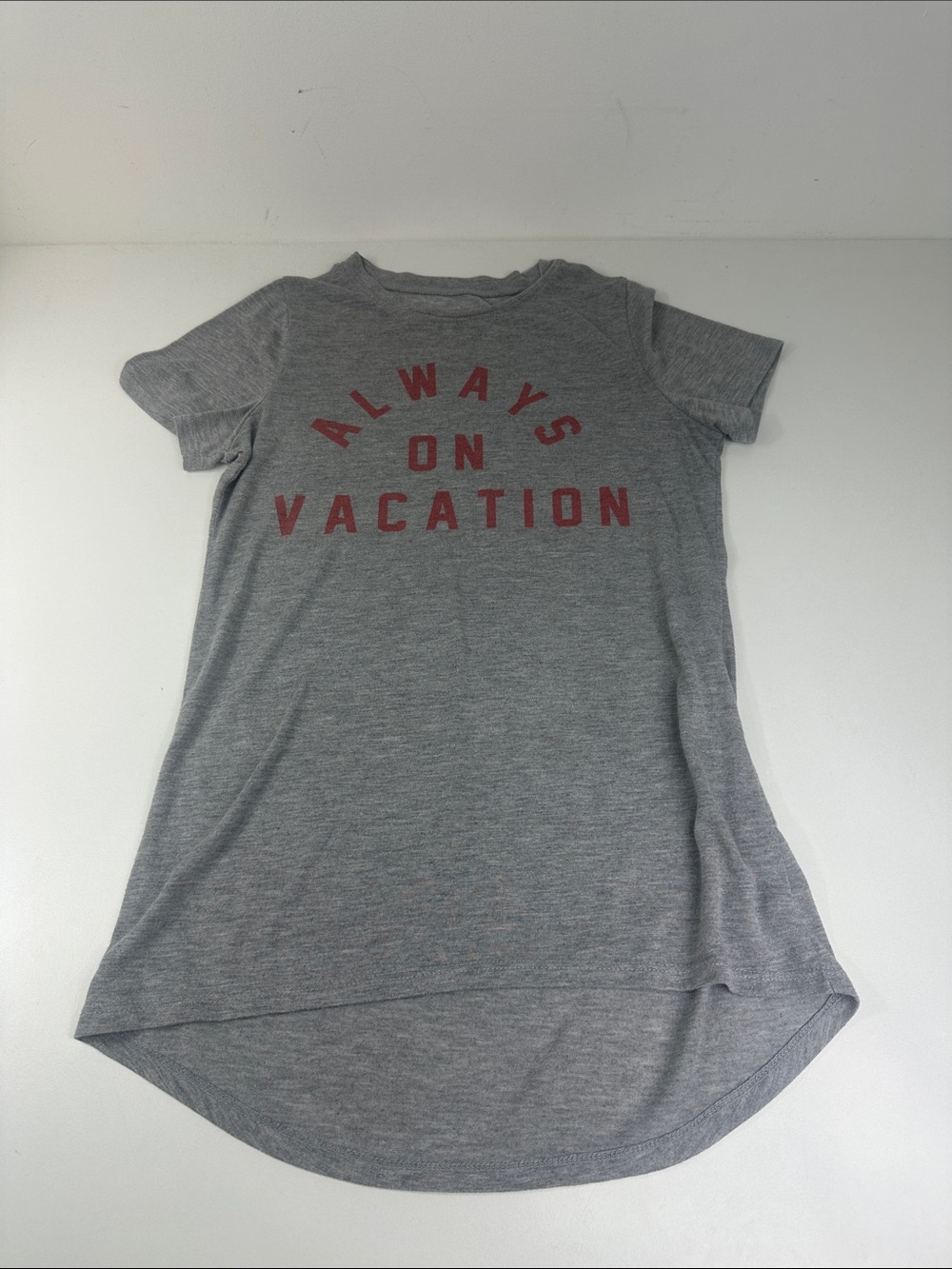 Zoe + Liv "Always on Vacation" Grey Tee Dress Size XS Cute Summer Beachy